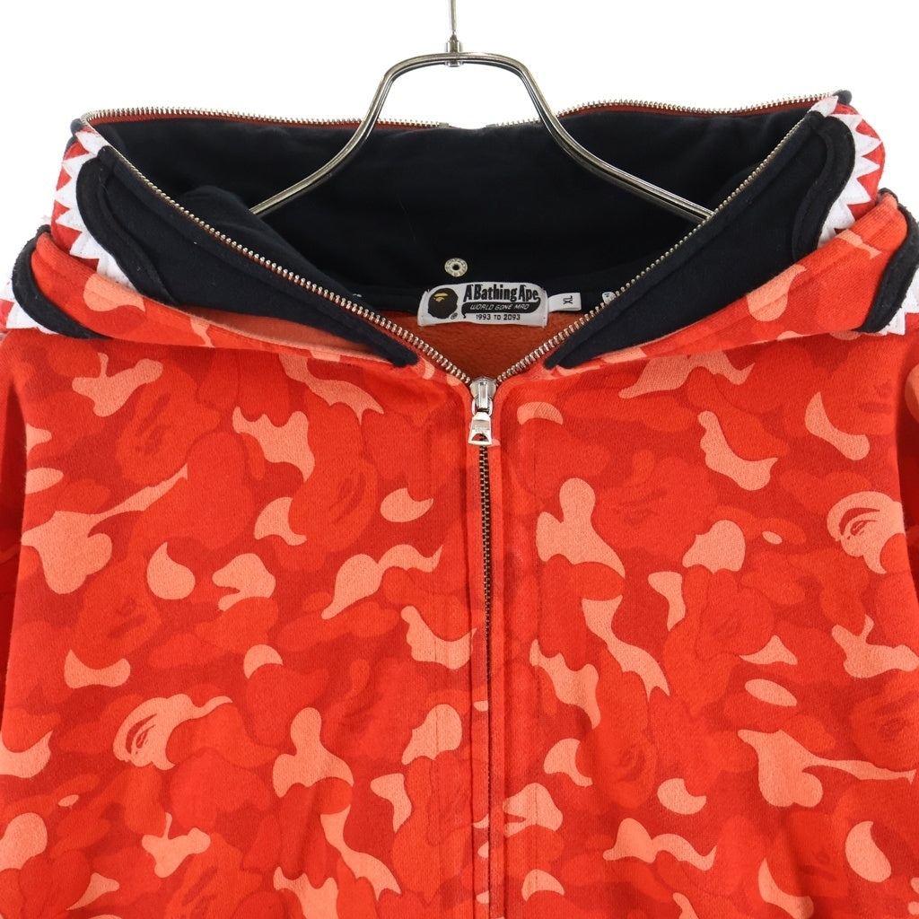 A BATHING APE(アベイシングエイプ) Korea Double shark full zip hoodie 韓国ソウル限定 ダブルシャーク フルジップパーカー フーディ レッド/ブラック 001ZPK221003F