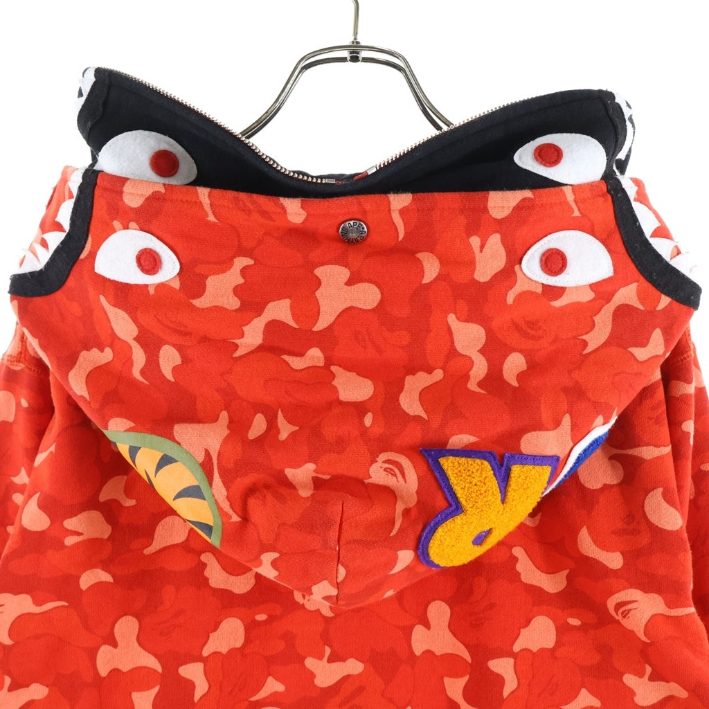 A BATHING APE(アベイシングエイプ) Korea Double shark full zip hoodie 韓国ソウル限定 ダブルシャーク フルジップパーカー フーディ レッド/ブラック 001ZPK221003F