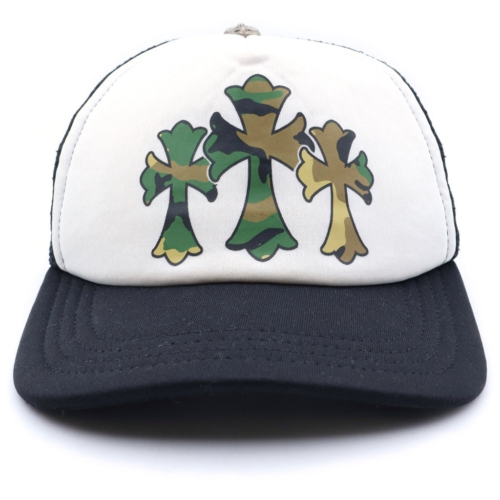 CHROME HEARTS(クロムハーツ) TRUCKER CAP トラッカーキャップ 3セメタリープリントメッシュキャップ 迷彩 帽子 ブラック/ホワイト/カモ