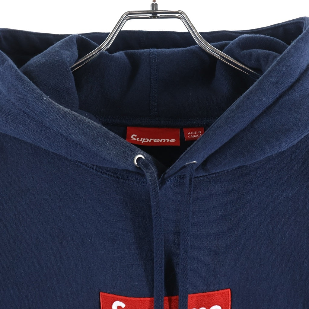 SUPREME(シュプリーム) Box Logo Hooded Sweat ボックスロゴ フーデッドスウェット ロゴ刺繍 プルオーバーパーカー ネイビー