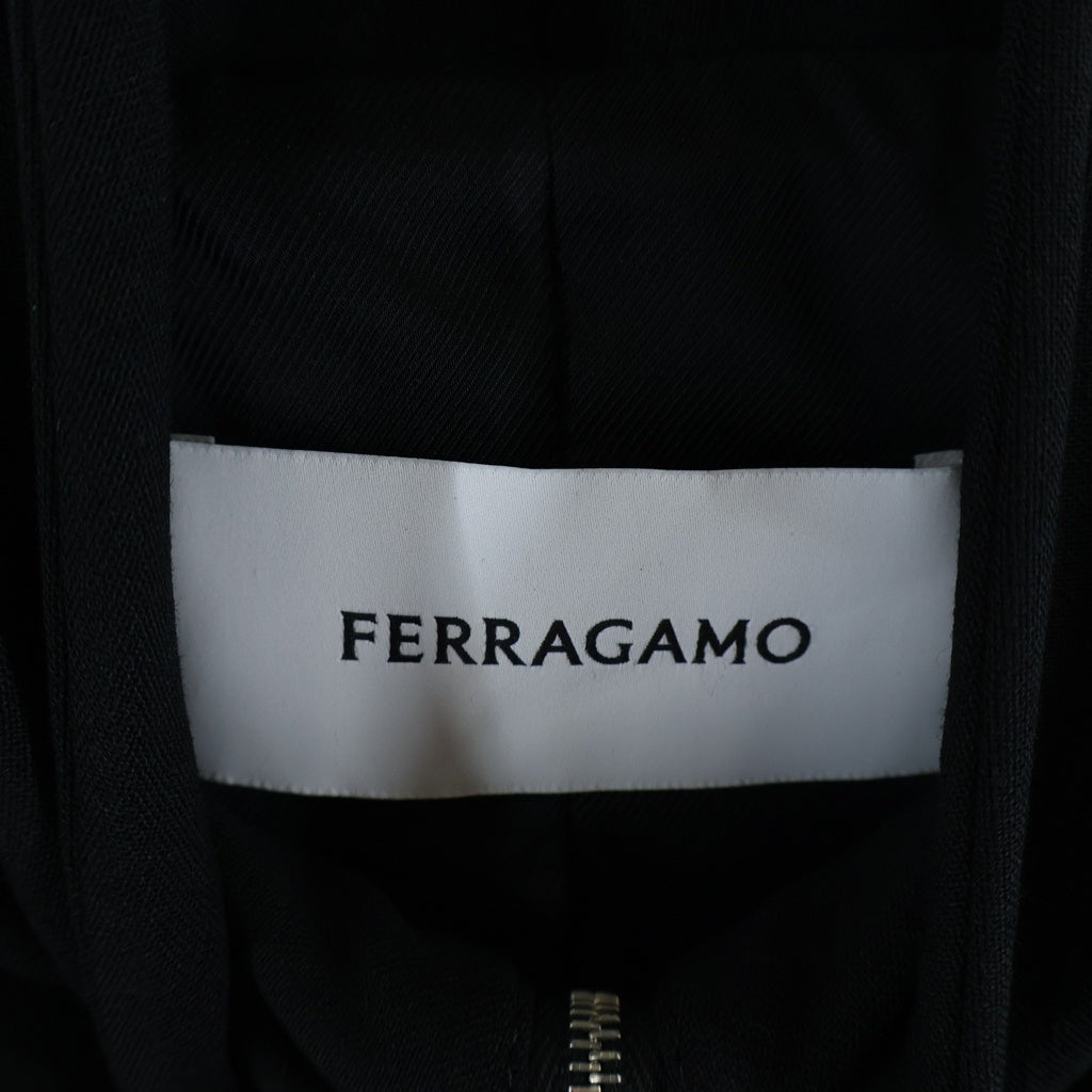 FERRAGAMO(フェラガモ) ウール ジップアップ スリム ジャケット ブラック レディース