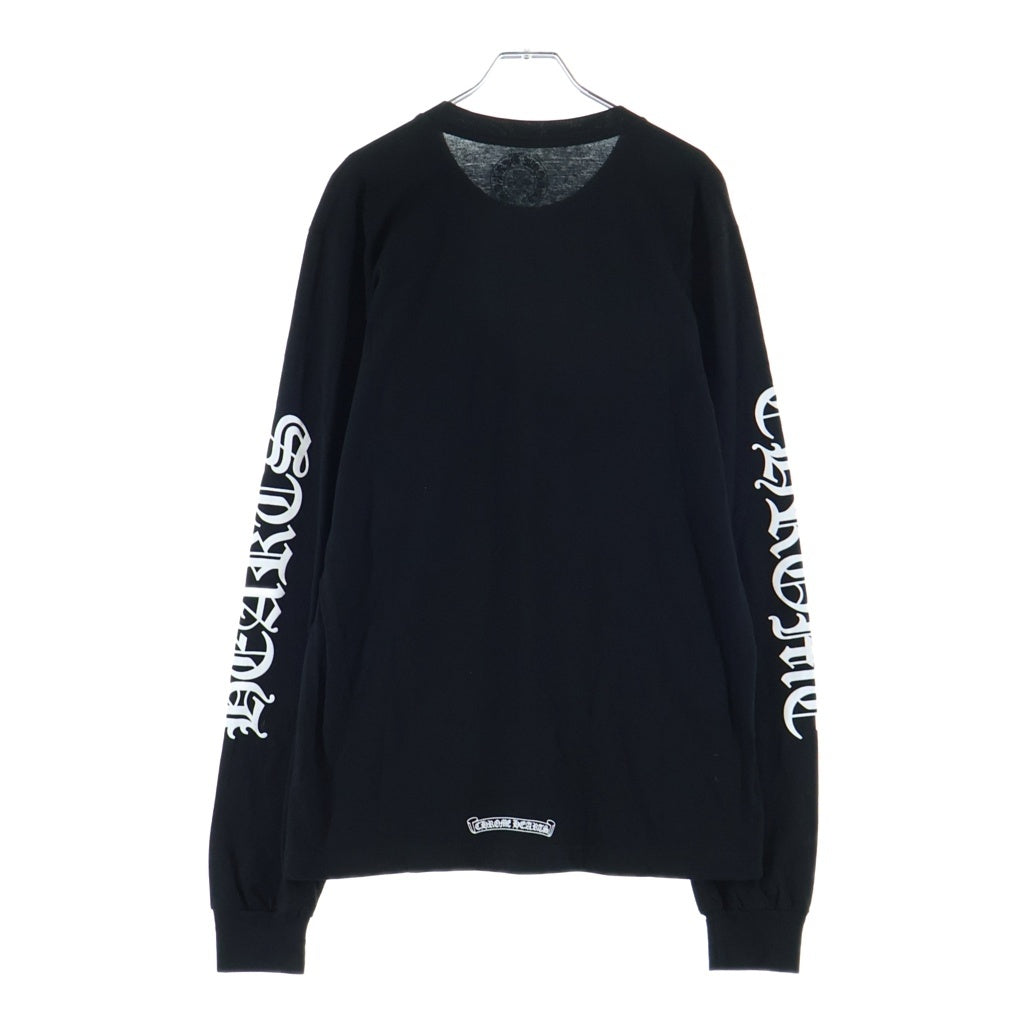 CHROME HEARTS(クロムハーツ) CH L/S ネックロゴ 袖英字プリント クルーネック カットソー 長袖Tシャツ ブラック