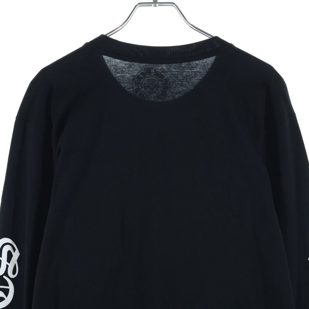 CHROME HEARTS(クロムハーツ) CH L/S ネックロゴ 袖英字プリント クルーネック カットソー 長袖Tシャツ ブラック