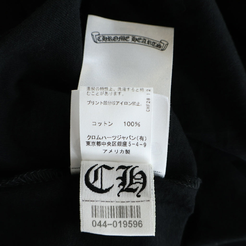 CHROME HEARTS(クロムハーツ) CH L/S ネックロゴ 袖英字プリント クルーネック カットソー 長袖Tシャツ ブラック