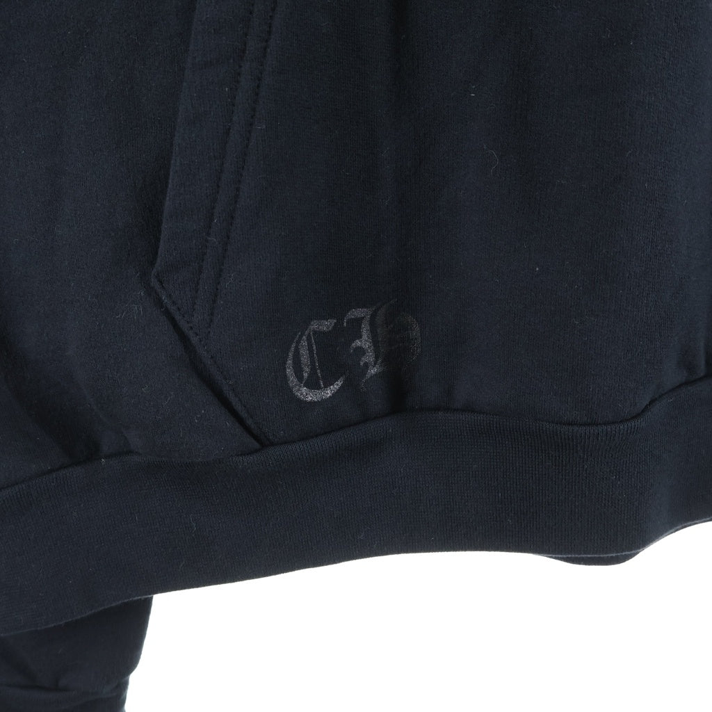CHROME HEARTS(クロムハーツ) スクロールラベルロゴ 袖英字プリント プルオーバーパーカー フーディー ブラック