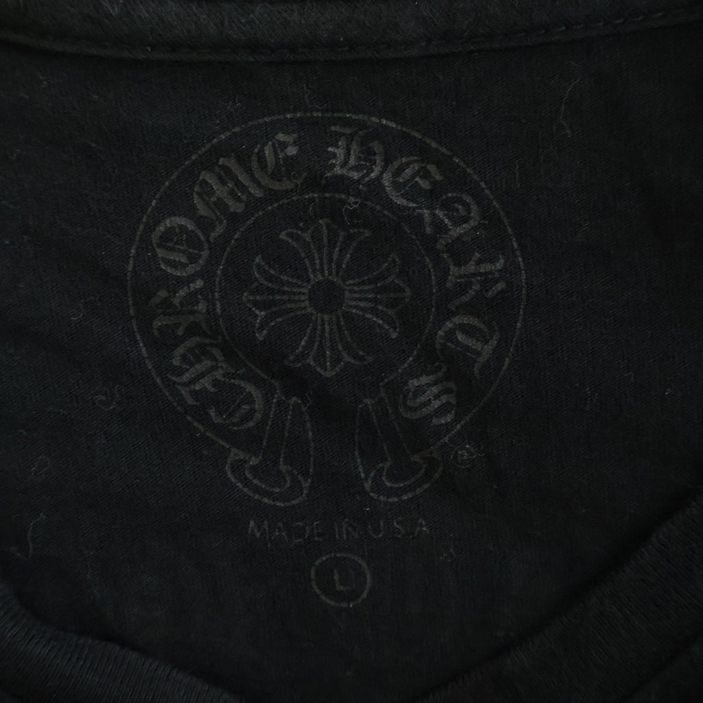 CHROME HEARTS(クロムハーツ) グラデーションロゴプリント ハリウッド限定 袖フローラル ホースシュー 長袖Tシャツ カットソー ブラック