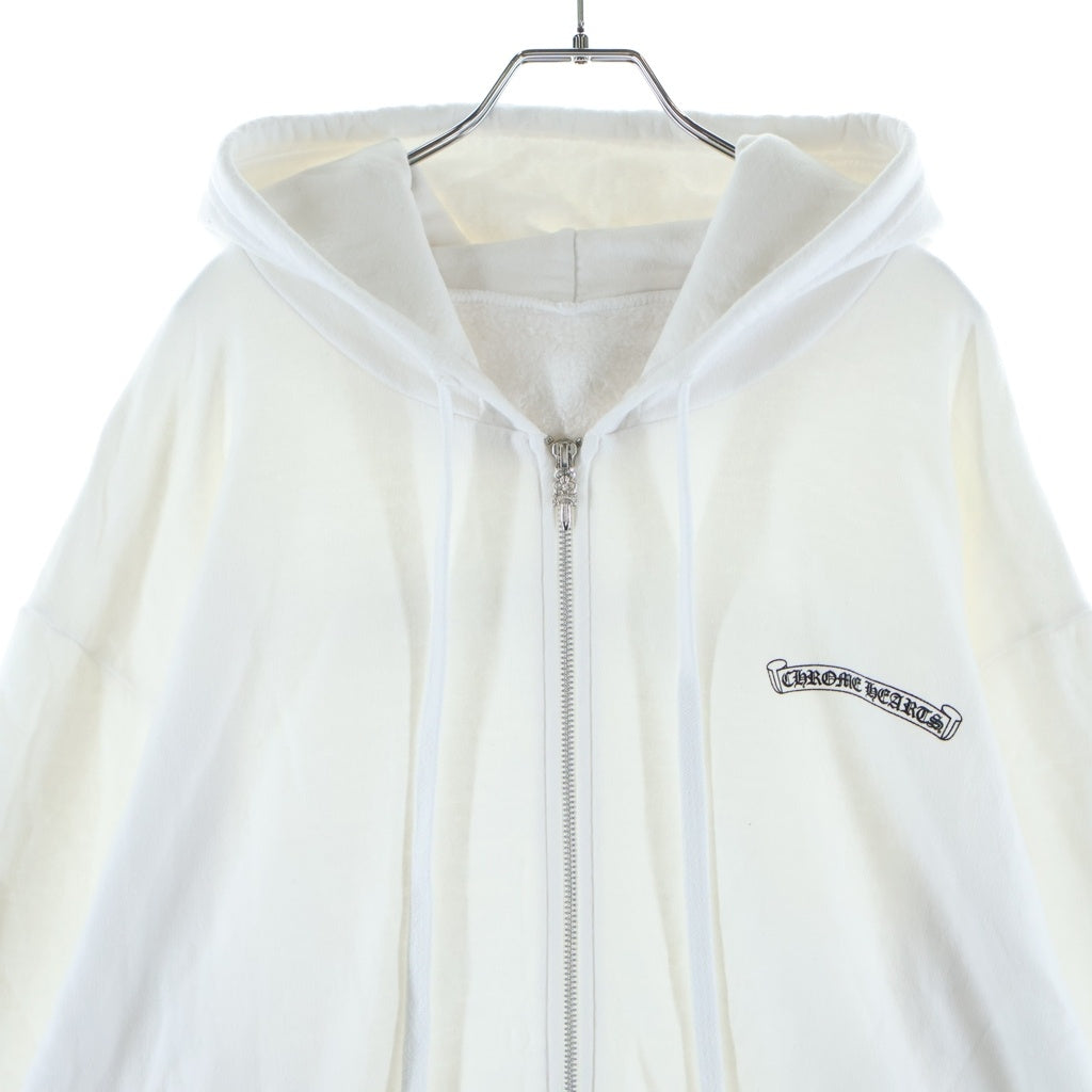CHROME HEARTS(クロムハーツ) SWTSHRT HD ZIP 袖ロゴ バックスクロールラベルプリント ジップアップパーカー ホワイト