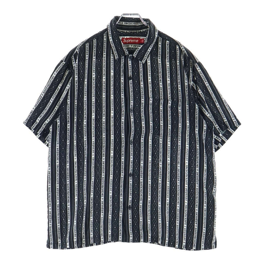 SUPREME(シュプリーム) 26SS Old English Stripe Silk S/S Shirt シルク 半袖 シャツ ブラック