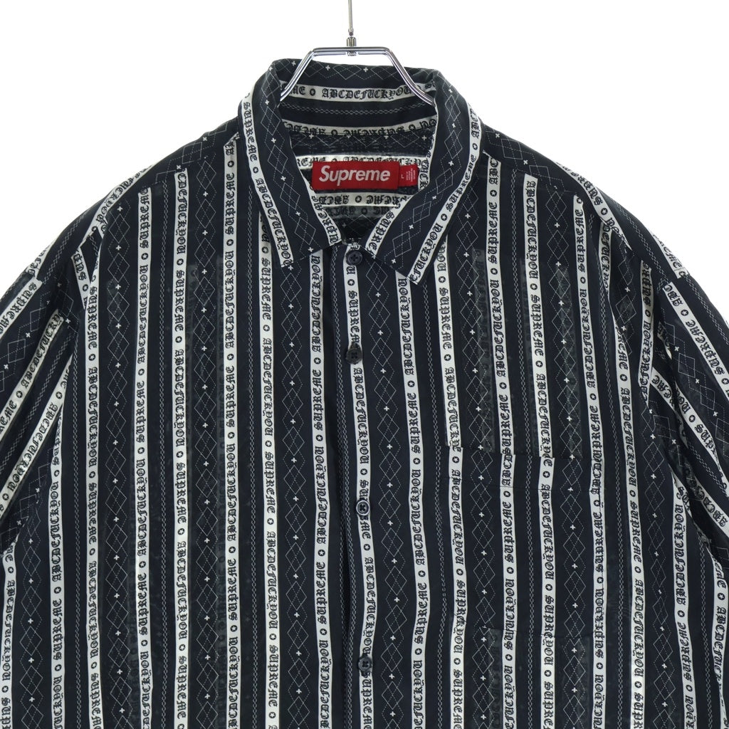 SUPREME(シュプリーム) 26SS Old English Stripe Silk S/S Shirt シルク 半袖 シャツ ブラック