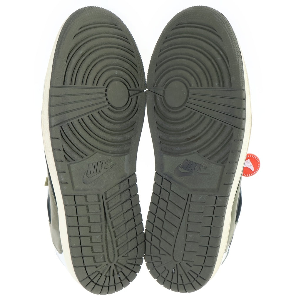 NIKE(ナイキ) ×TRAVIS SCOTT WMNS AIR JORDAN 1 LOW OG Medium Olive トラヴィススコット エアジョーダン1 ローカットスニーカー オリーブ US10.5/28.5cm DZ4137-106