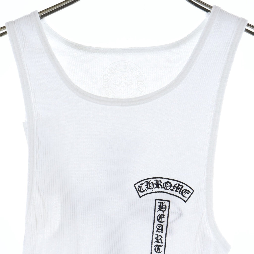 CHROME HEARTS(クロムハーツ) CH T‐BAR RIB TANK バックCHクロス Tバー ロゴプリント リブタンクトップ ホワイト