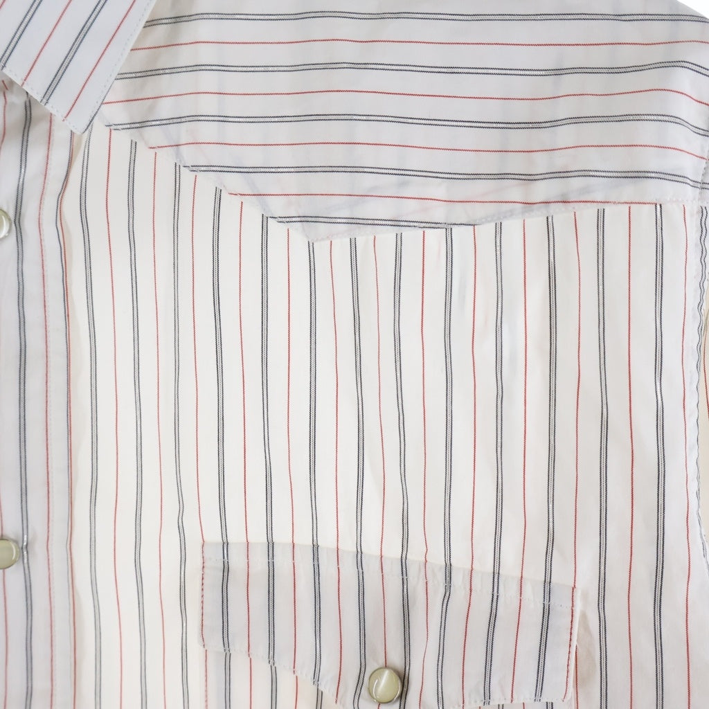 Dior HOMME(ディオールオム) HEDI SLIMANE Glitter Stripe Dress Shirt ストライプ コットン 長袖シャツ ホワイト