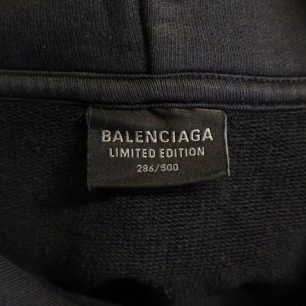 BALENCIAGA(バレンシアガ) 24AW BFRND SERIES 両面プリント スウェットフーディー プルオーバーパーカー ブラック 739024 TQVG7