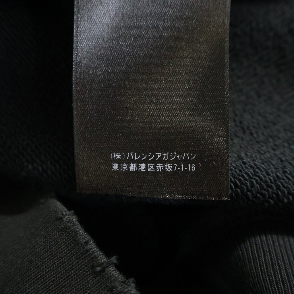 BALENCIAGA(バレンシアガ) 21AW POLITICAL CAMPAIGN HOODIE LARGE FIT キャンペーンロゴ 刺繍 ダメージ加工 プルオーバーパーカー ブラック 620973 TKVI9