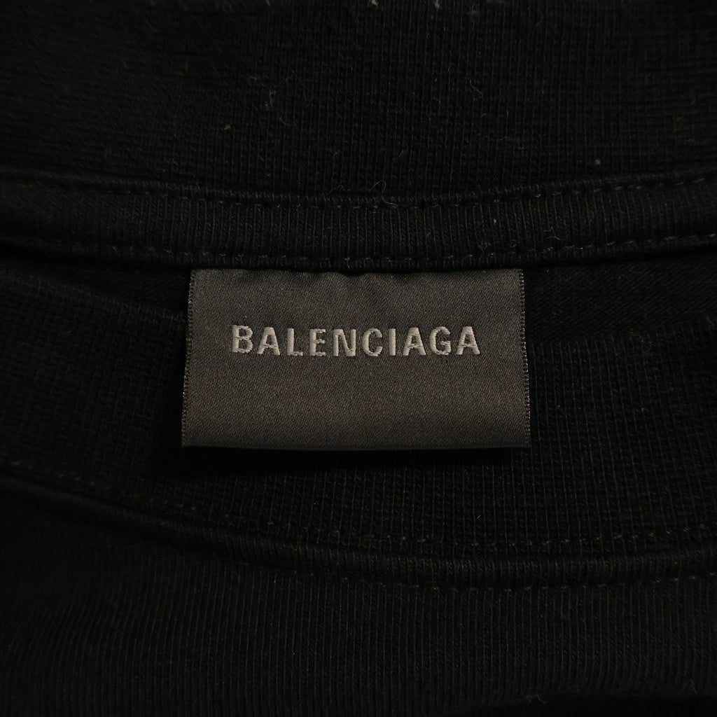 BALENCIAGA(バレンシアガ) 21SS POLITICAL CAMPAIGN OVERSIZED T-SHIRT キャンペーンロゴ 刺繍 クルーネック半袖Tシャツ ショートスリーブカットソー ブラック 641675 TKVJ1