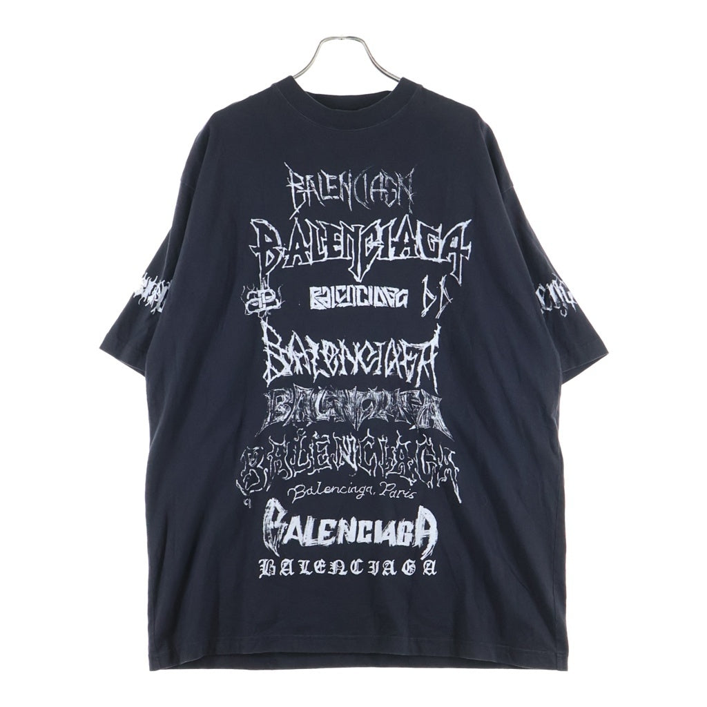 BALENCIAGA(バレンシアガ) 24SS DIY METAL オーバーサイズ メタルロゴプリント クルーネック半袖Tシャツ ショートスリーブカットソー ブラック 641675 TPV03