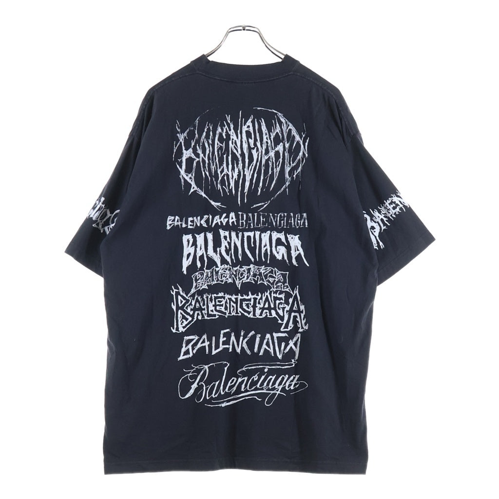 BALENCIAGA(バレンシアガ) 24SS DIY METAL オーバーサイズ メタルロゴプリント クルーネック半袖Tシャツ ショートスリーブカットソー ブラック 641675 TPV03