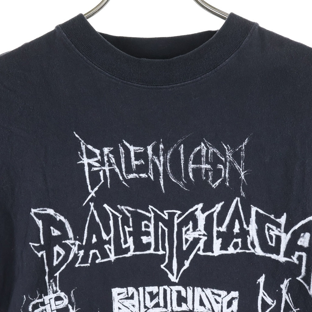 BALENCIAGA(バレンシアガ) 24SS DIY METAL オーバーサイズ メタルロゴプリント クルーネック半袖Tシャツ ショートスリーブカットソー ブラック 641675 TPV03