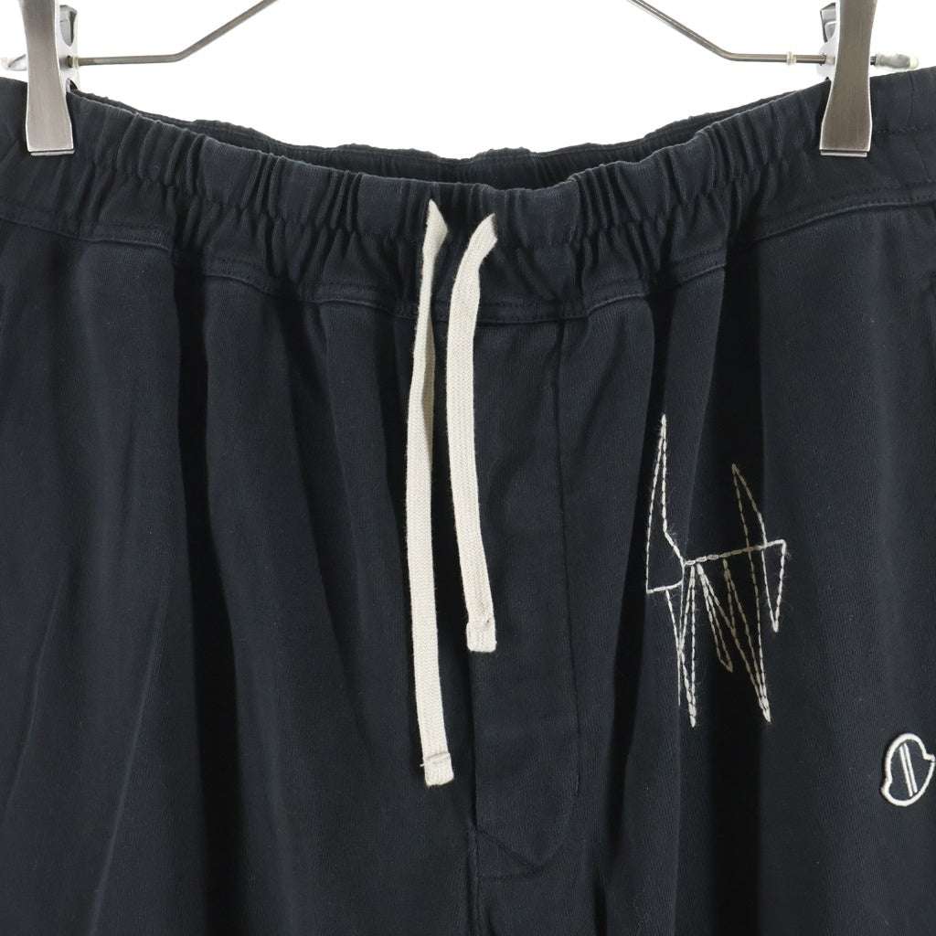 Rick Owens(リックオウエンス) ×MONCLER モンクレール JOGGER PANTS ロゴ刺繍 ジョガースウェットパンツ ブラック L109N8H00004