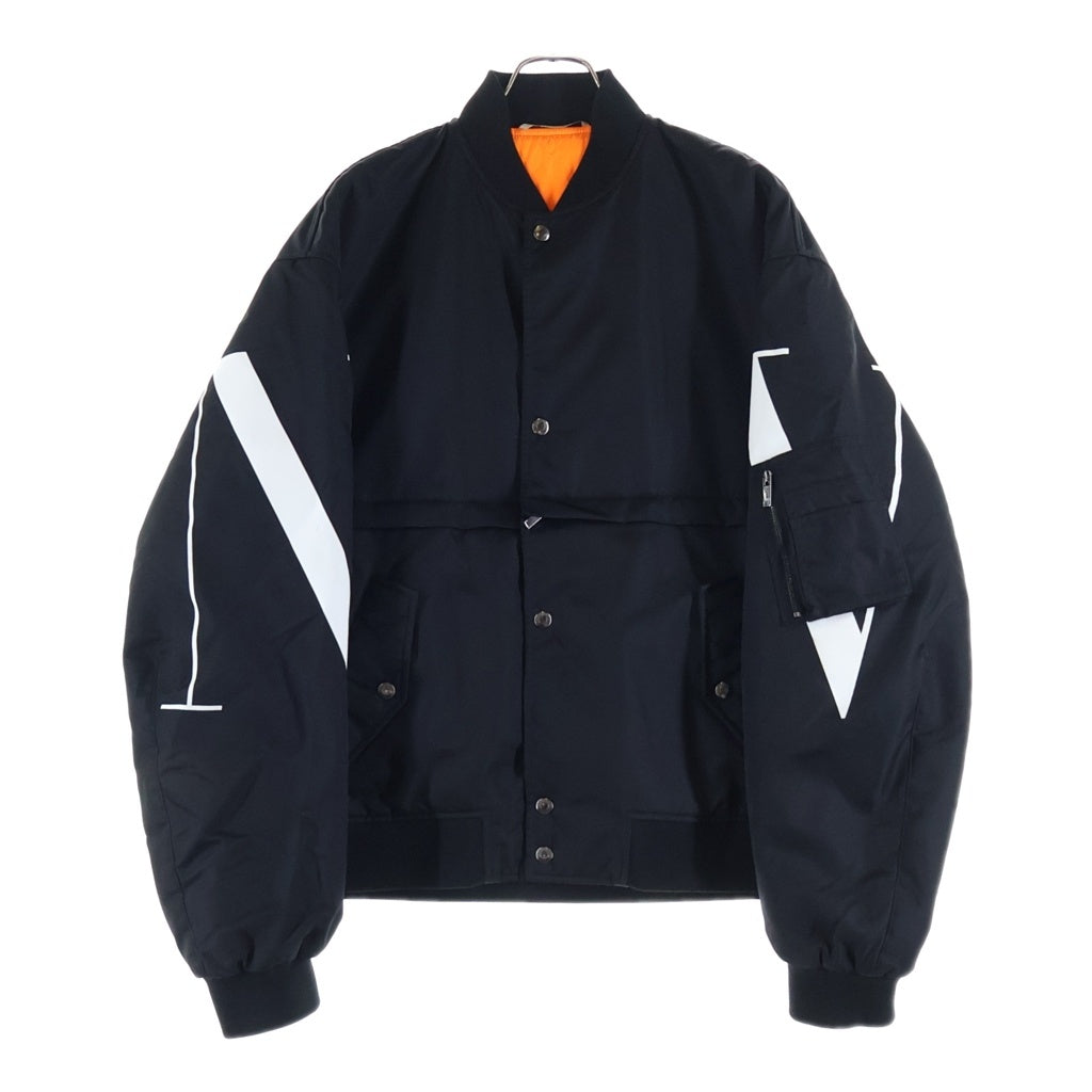 VALENTINO(ヴァレンティノ) ジップ切替 アームロゴ ボンバージャケット MA-1 ブラック/オレンジ UV3CIH806FQ