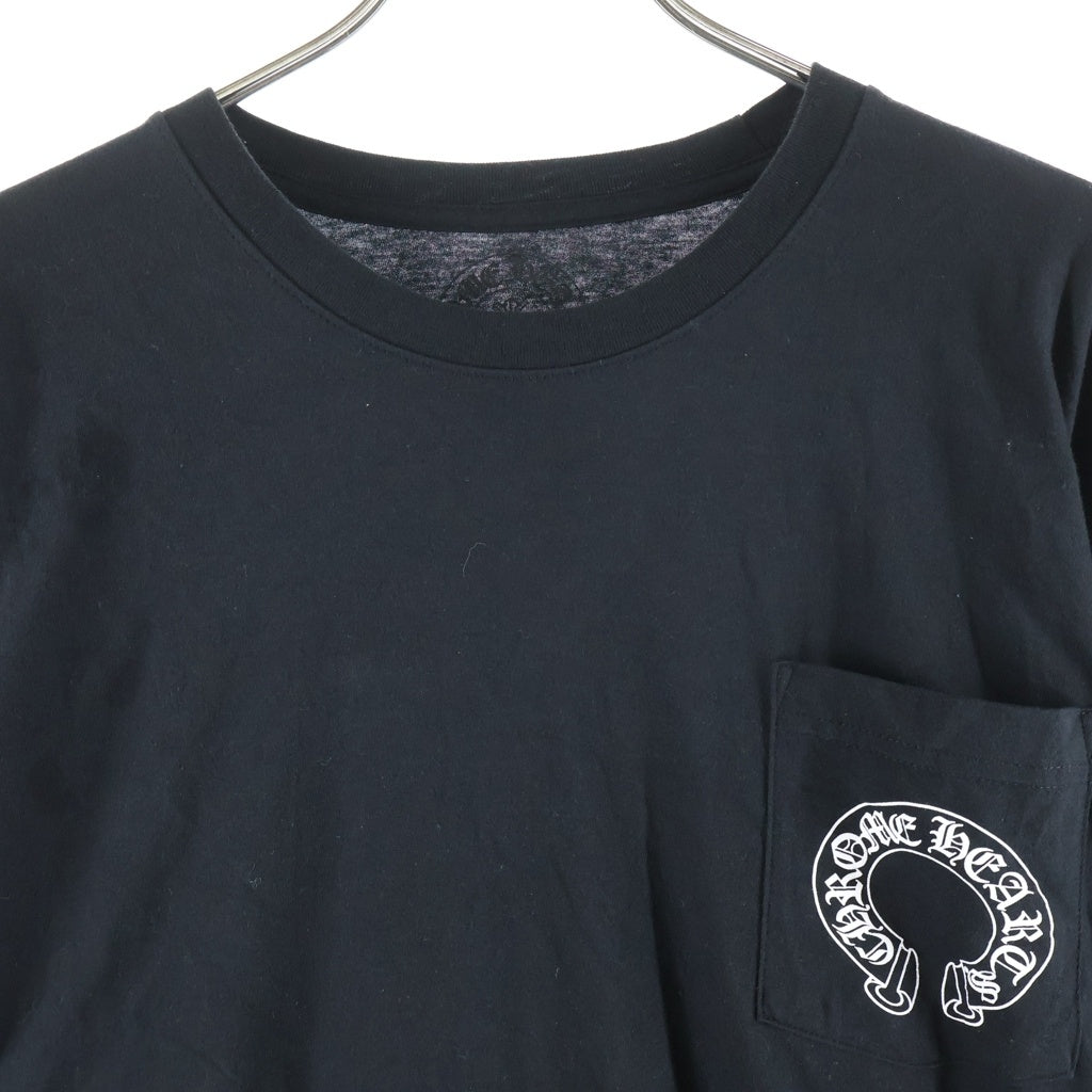 CHROME HEARTS(クロムハーツ) FLOLAL CROSS HORSESHOE L/S Tee フローラルクロス バックホースシュープリント 長袖Tシャツ ブラック