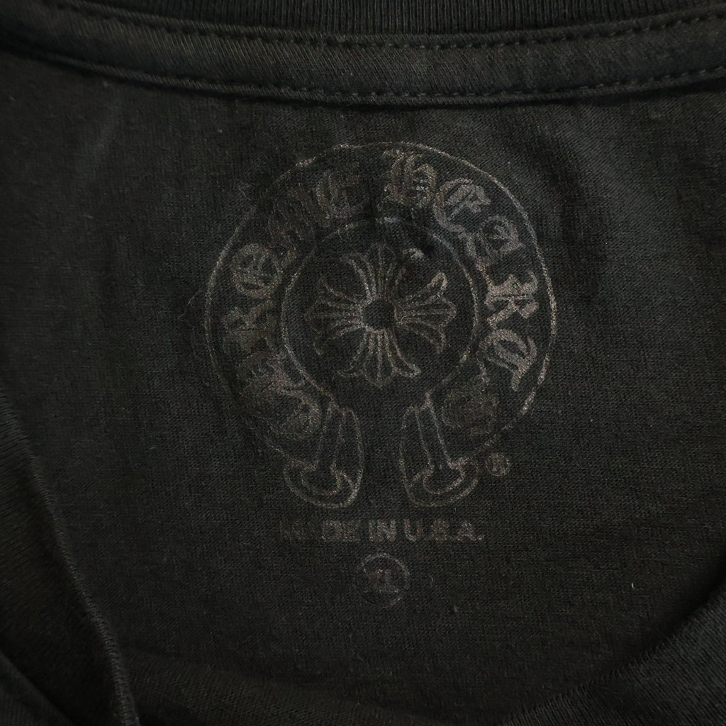 CHROME HEARTS(クロムハーツ) FLOLAL CROSS HORSESHOE L/S Tee フローラルクロス バックホースシュープリント 長袖Tシャツ ブラック