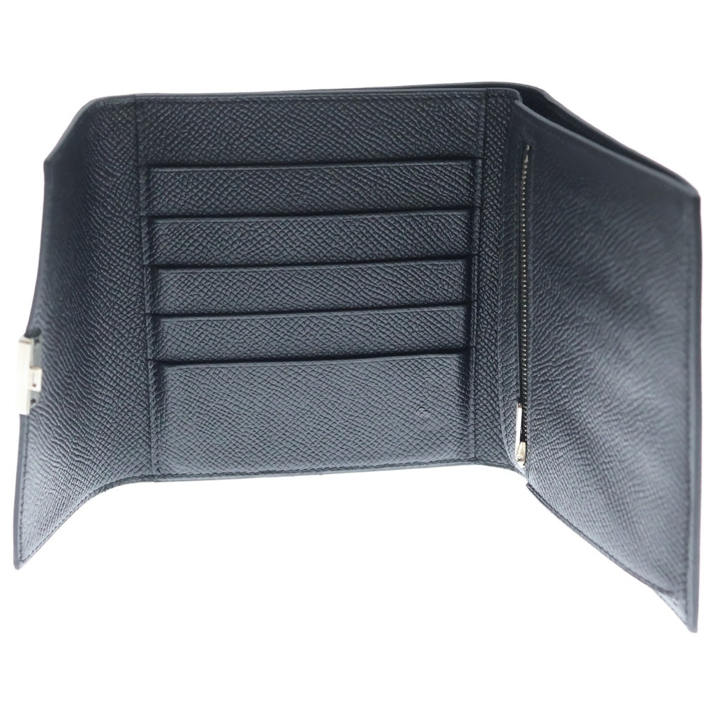 HERMES(エルメス) クリック12 カデナロック C刻印 レザー コンパクトウォレット 折り畳み財布 ブラック