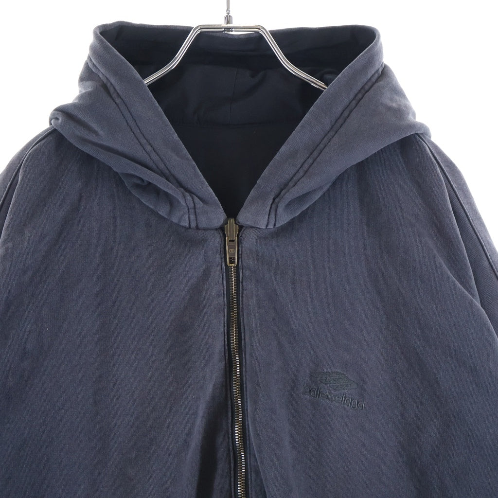 BALENCIAGA(バレンシアガ) Techno Cotton Poplin Reversible Jacket リバーシブル ジップアップ フーディー ジャケット ブラック 850847 TPQ38