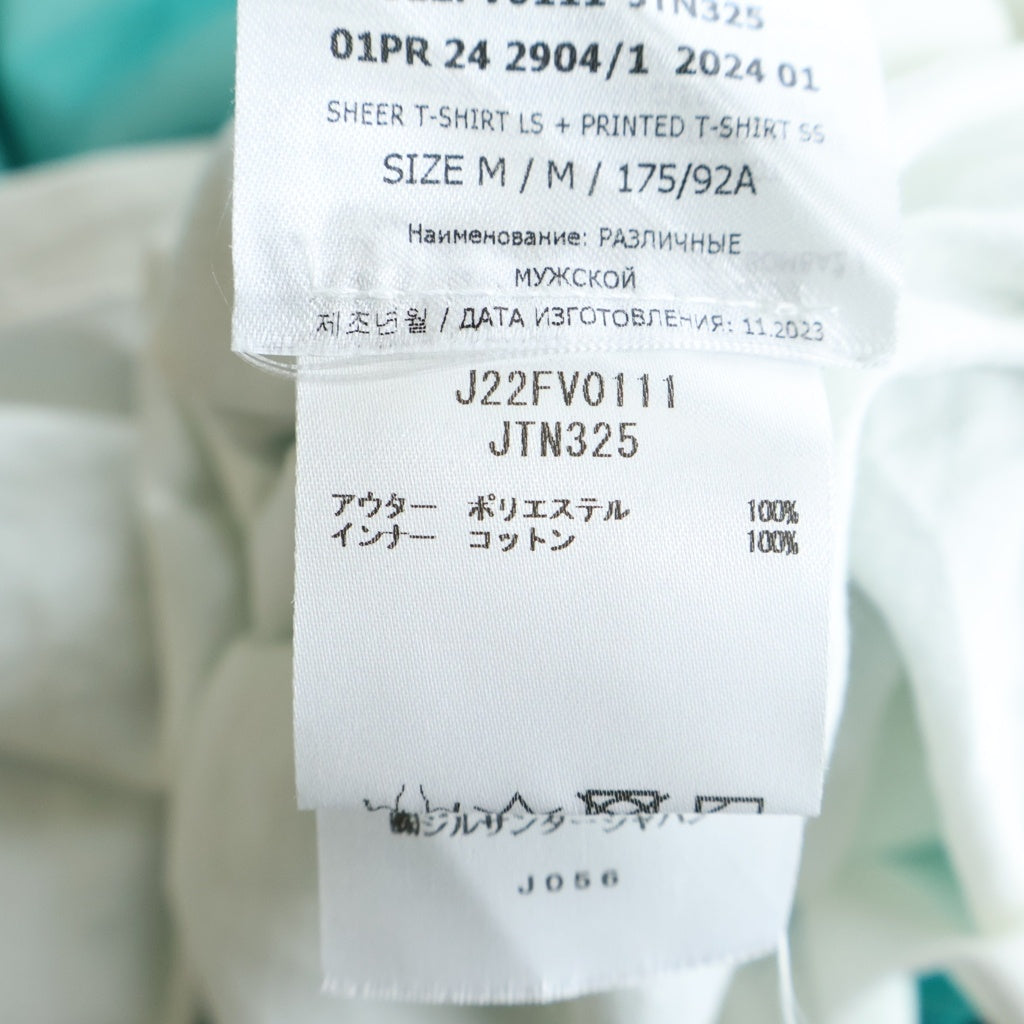 JIL SANDER(ジルサンダー) 24SS Magic Orchestra Sheer T-Shirt マジック オーケストラ シアー Tシャツ ホワイト/ターコイズブルー J22FV0111