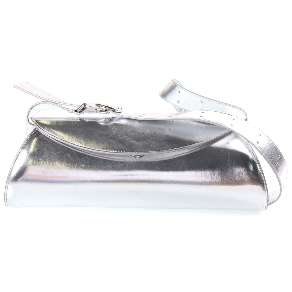JIL SANDER(ジルサンダー) Cannolo カンノーロ スモール ロゴ刻印 レザー ショルダーバッグ シルバー レディース