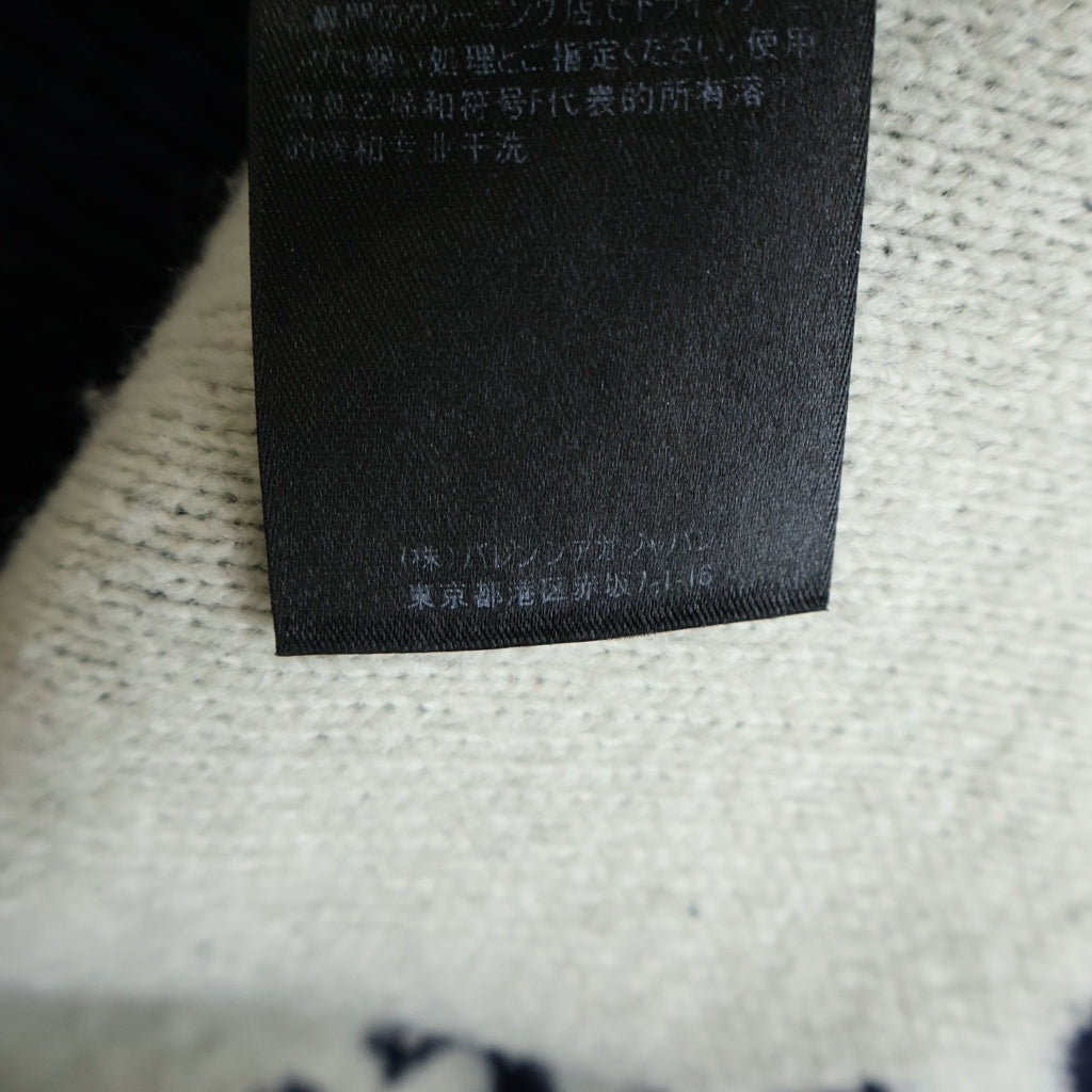 BALENCIAGA(バレンシアガ) ロゴ総柄 ウール混 クルーネック 長袖ニット セーター ネイビー 623283 T1567
