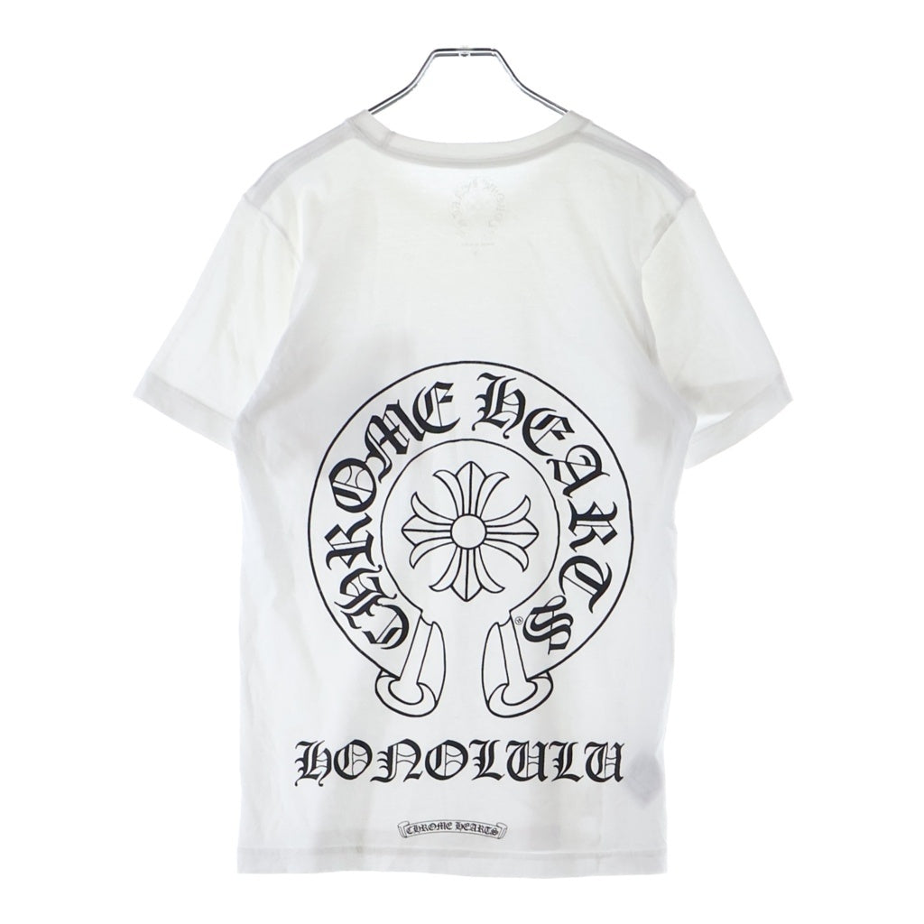 CHROME HEARTS(クロムハーツ) Honolulu Horseshoe S/S Tee ホノルル限定 バック ホースシュー クルーネック半袖Tシャツカットソー ホワイト