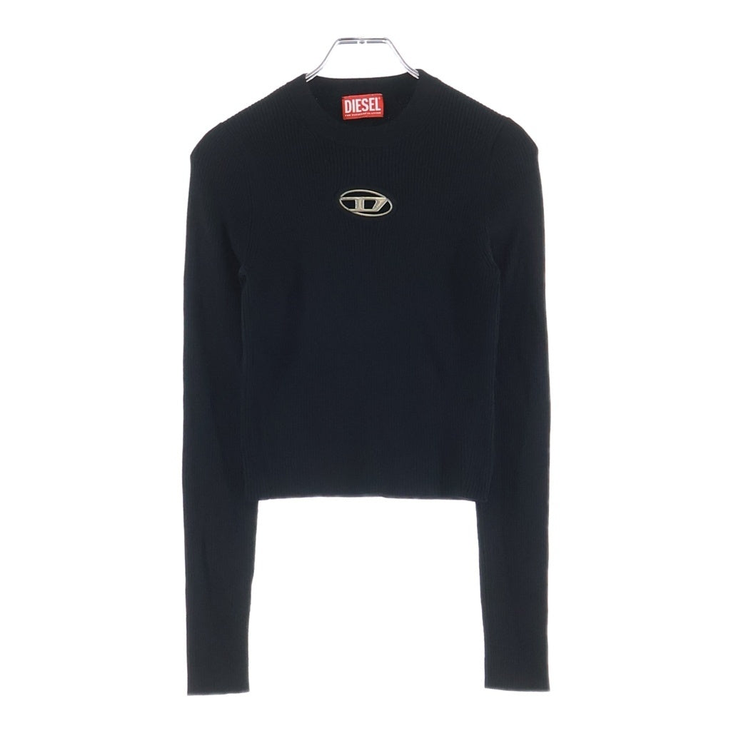 DIESEL(ディーゼル) 24SS M-VALARY フロント メタルオーバルDロゴプレート クルーネック 長袖ニット ブラック レディース 0DLAX