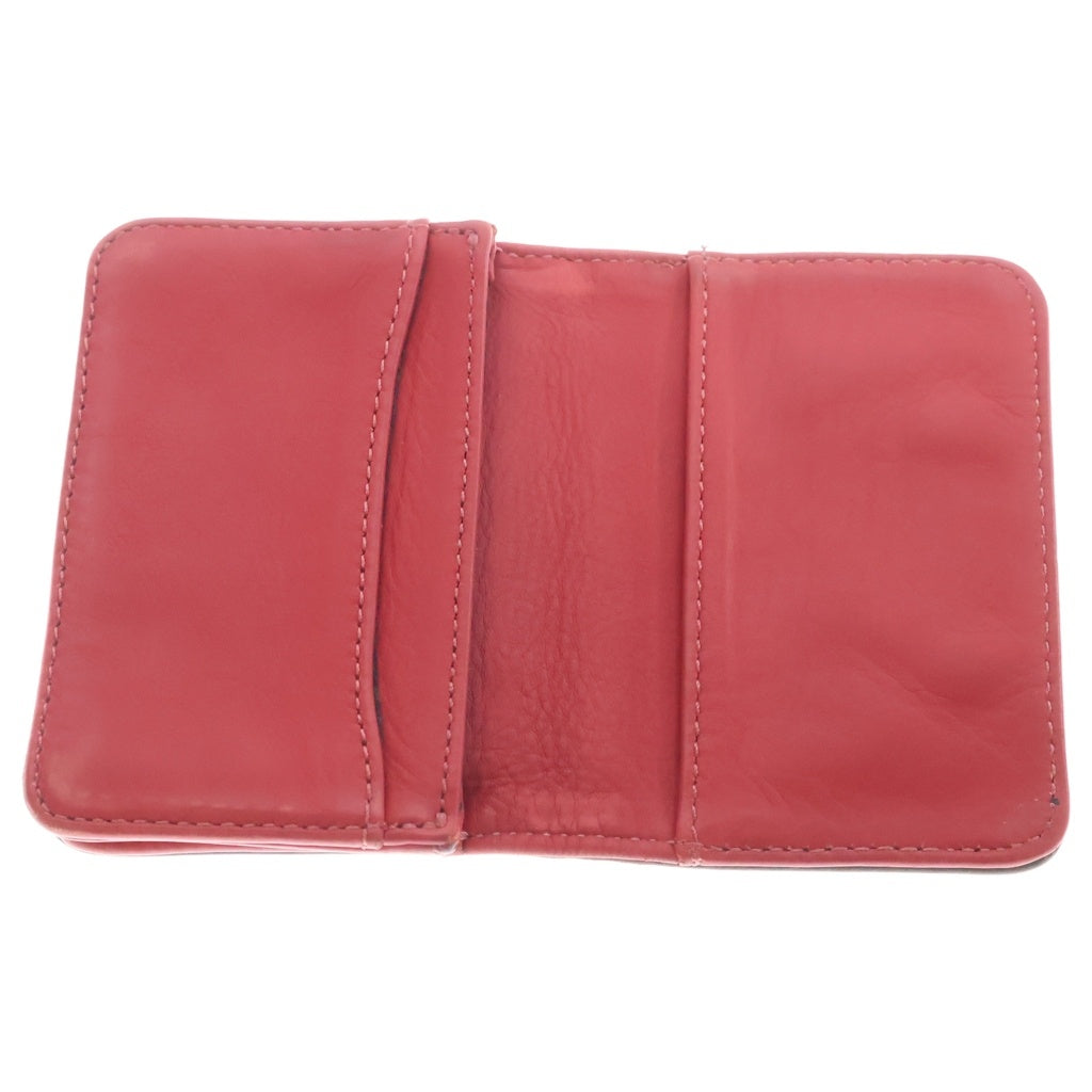 CHROME HEARTS(クロムハーツ) 3POCKET CARD CASE スクロールラベル カモ柄 3ポケット レザーカードケース カーキ/レッド