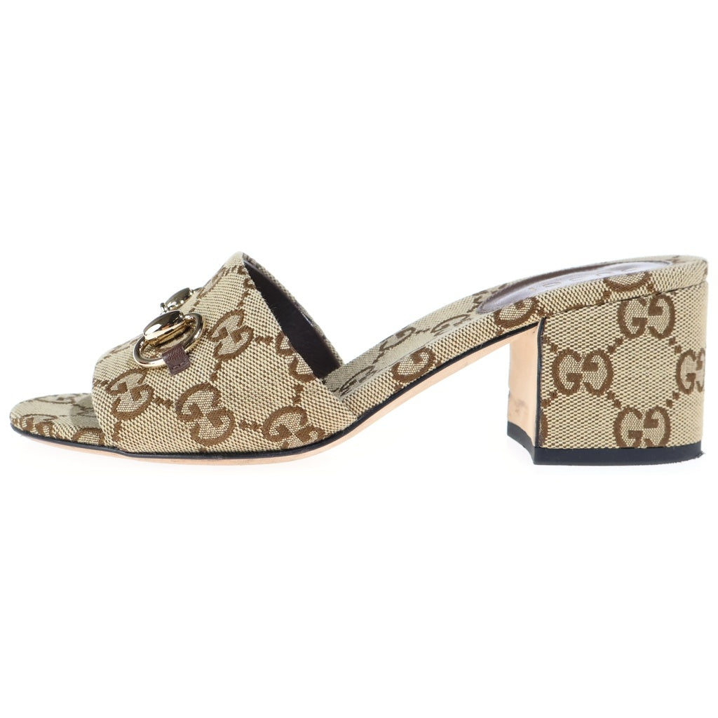 GUCCI(グッチ) ホースビット GGキャンバス ヒールサンダル ブラウン 854882 レディース
