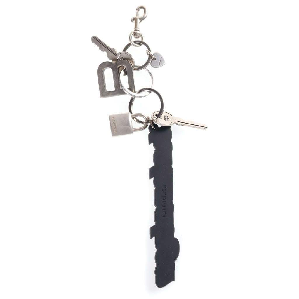 BALENCIAGA(バレンシアガ) Kit チャーム キーリング ロゴ刻印 ラバーストラップ シルバー/ホワイト 793442