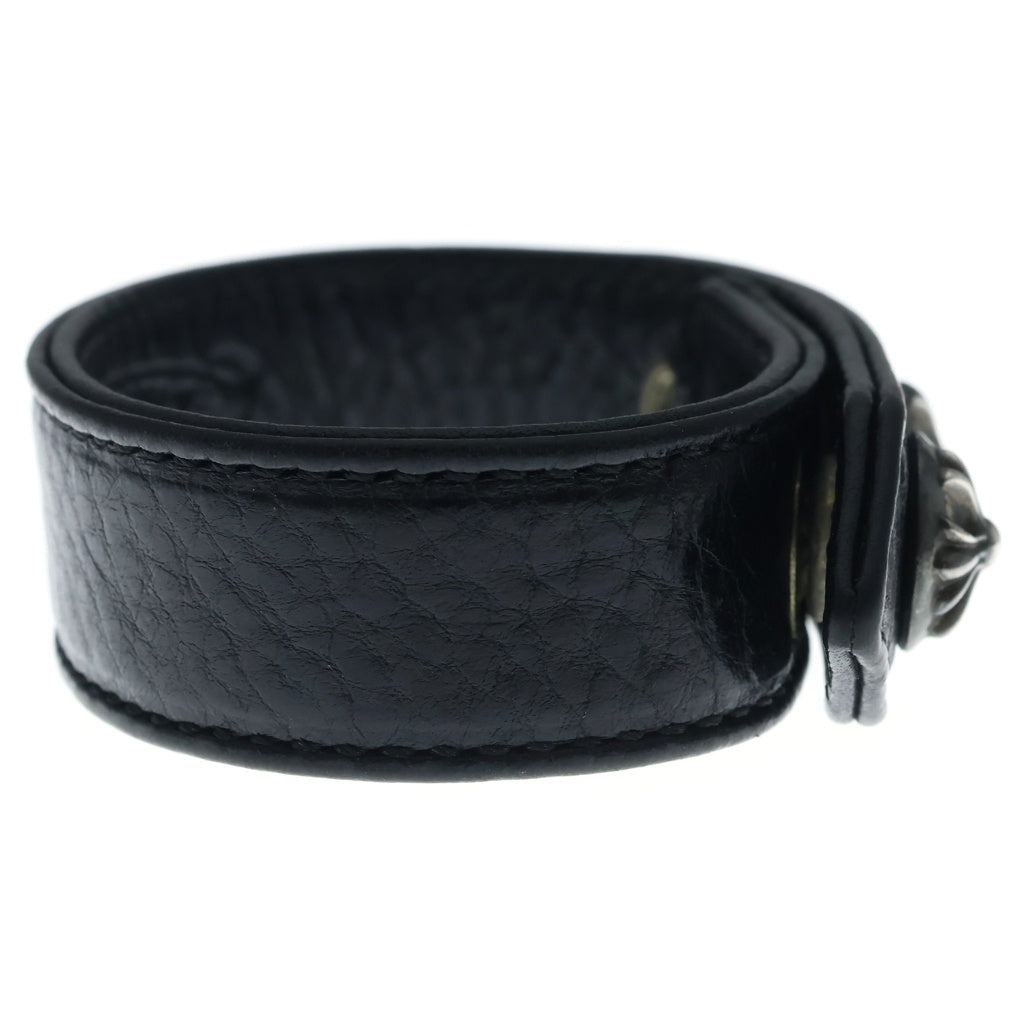 CHROME HEARTS(クロムハーツ) 3BTN 2SNP クロスボール 3ボタン2スナップ レザーブレスレット ブラック/シルバー BCA123