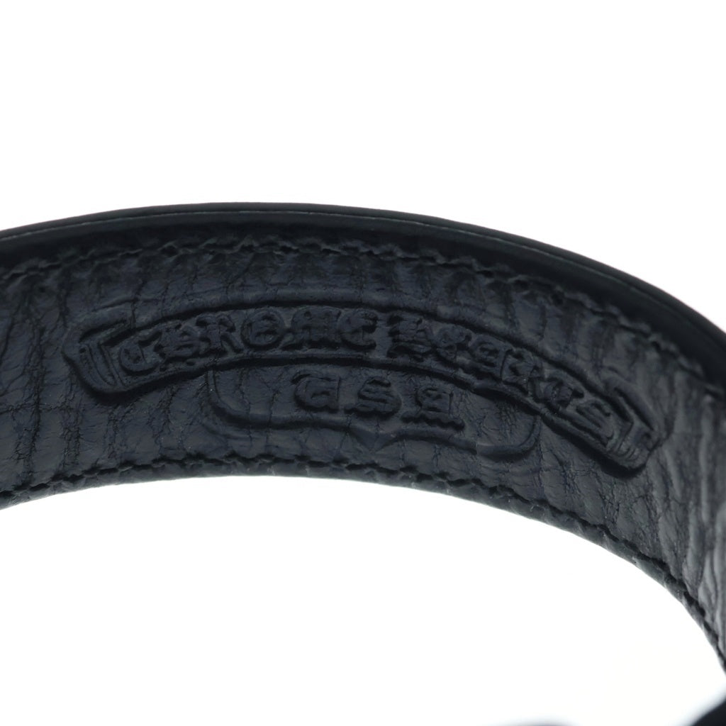 CHROME HEARTS(クロムハーツ) 3BTN 2SNP クロスボール 3ボタン2スナップ レザーブレスレット ブラック/シルバー BCA123