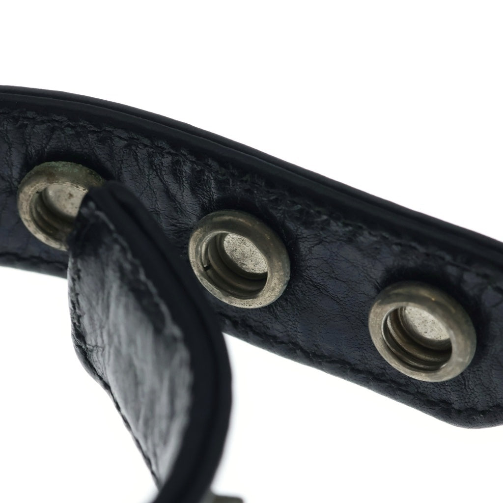 CHROME HEARTS(クロムハーツ) 3BTN 2SNP クロスボール 3ボタン2スナップ レザーブレスレット ブラック/シルバー BCA123
