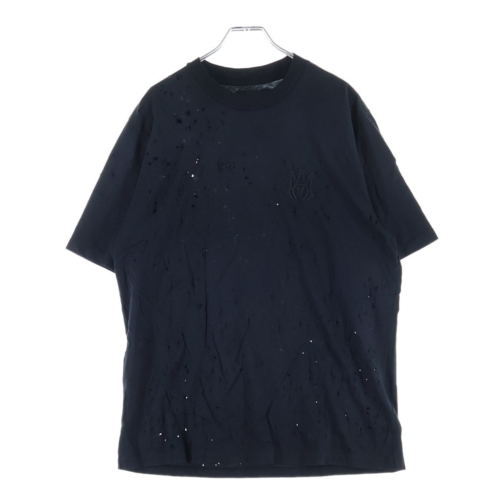 AMIRI(アミリ) 24AW Shotgun Embroidered Logo Crewneck T-Shirt MA ロゴ ショットガン クルーネック半袖Tシャツ ショートスリーブカットソー ブラック AMJYTE1059