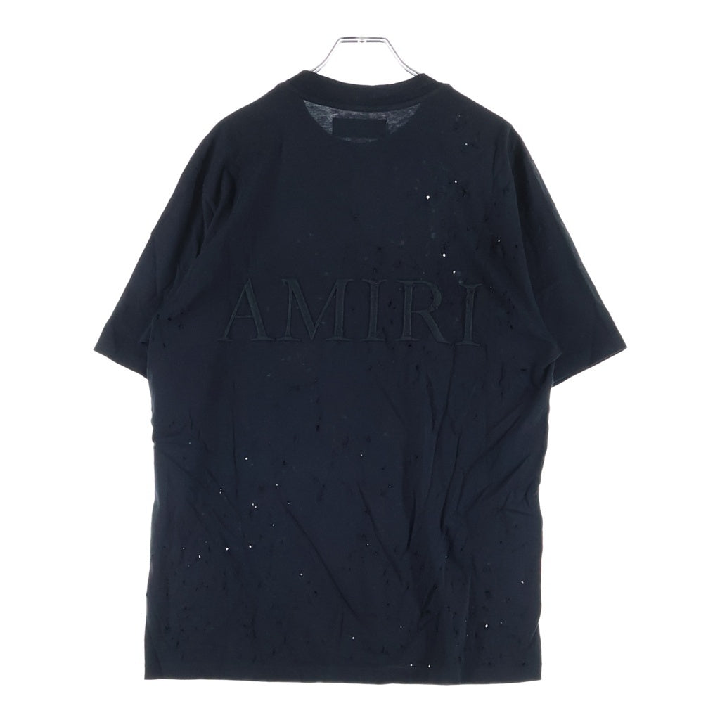 AMIRI(アミリ) 24AW Shotgun Embroidered Logo Crewneck T-Shirt MA ロゴ ショットガン クルーネック半袖Tシャツ ショートスリーブカットソー ブラック AMJYTE1059