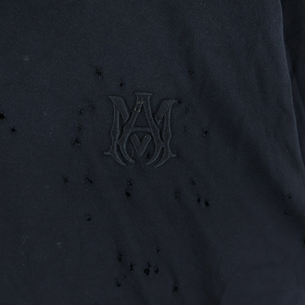 AMIRI(アミリ) 24AW Shotgun Embroidered Logo Crewneck T-Shirt MA ロゴ ショットガン クルーネック半袖Tシャツ ショートスリーブカットソー ブラック AMJYTE1059