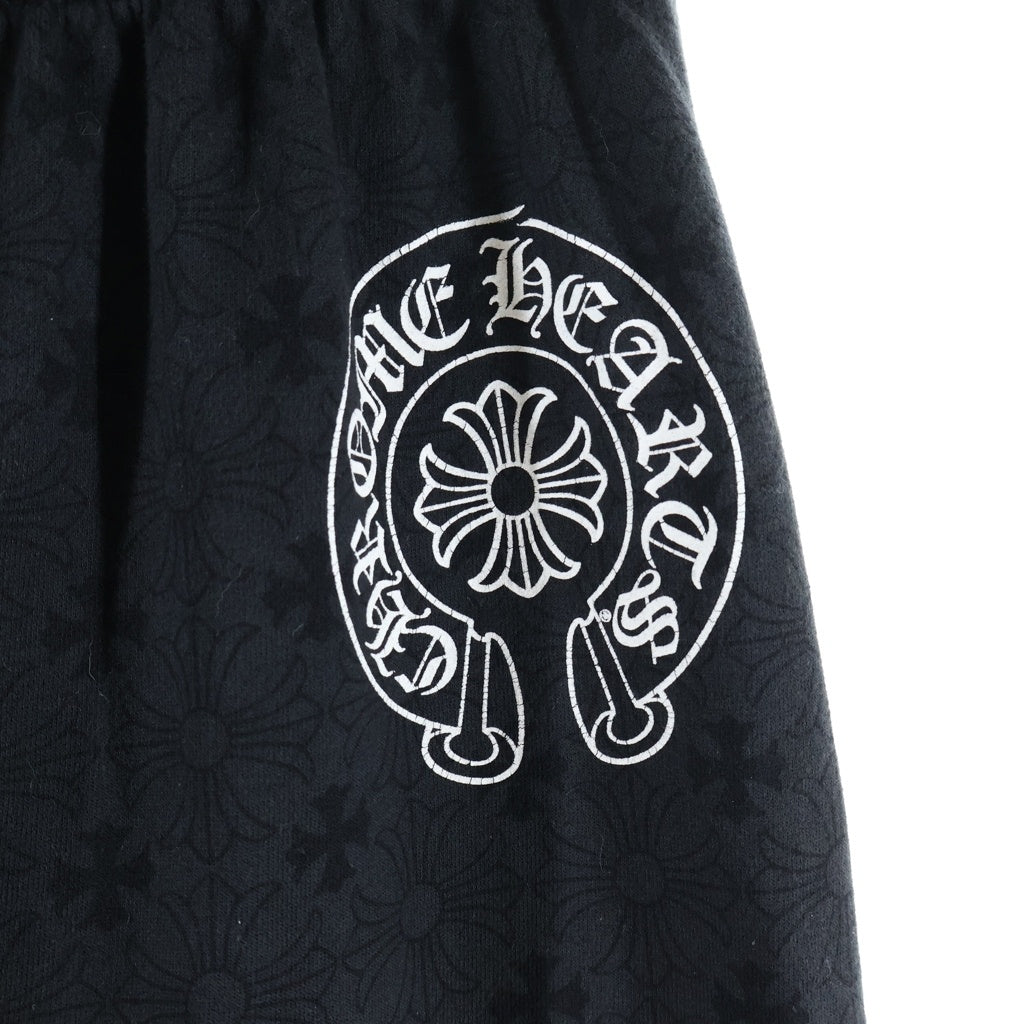 CHROME HEARTS(クロムハーツ) Graveyard Cemetery Cross グレイブヤード セメタリークロス ホースシュー CHプラス総柄 スウェットパンツ ブラック