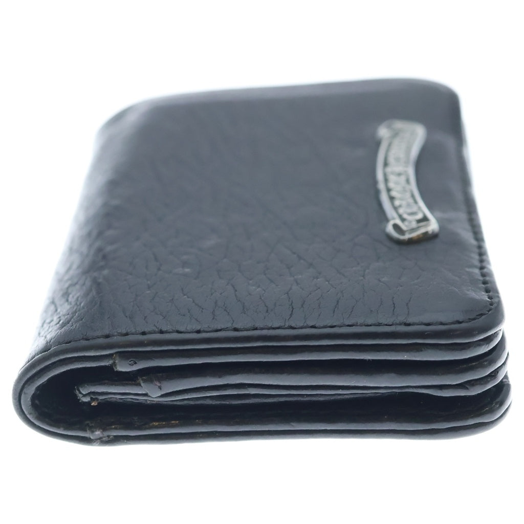 CHROME HEARTS(クロムハーツ) 3POCKET CARD CASE スクロールラベル 3ポケット レザー カードケース ブラック