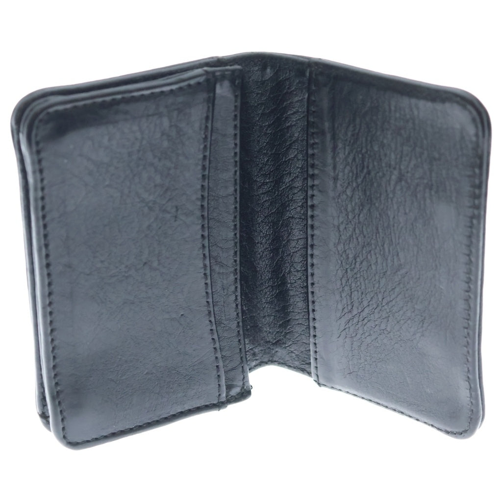 CHROME HEARTS(クロムハーツ) 3POCKET CARD CASE スクロールラベル 3ポケット レザー カードケース ブラック