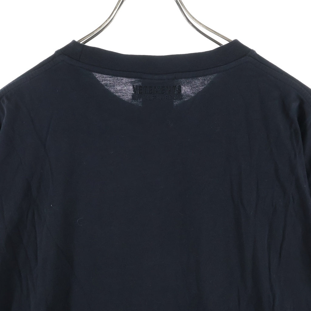 VETEMENTS(ヴェトモン) 20SS バックネック刺繍ロゴ クルーネック半袖Tシャツ ショートスリーブカットソー ブラック UAH20TR602