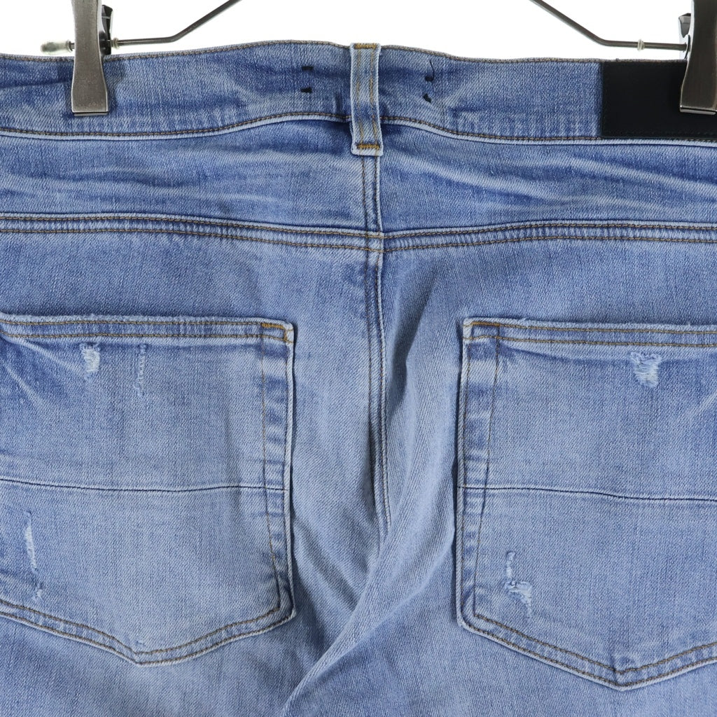 AMIRI(アミリ) マイクロスターバースト ロゴレザーパッチ ダメージ加工 スキニー デニムパンツ インディゴ J035 J102