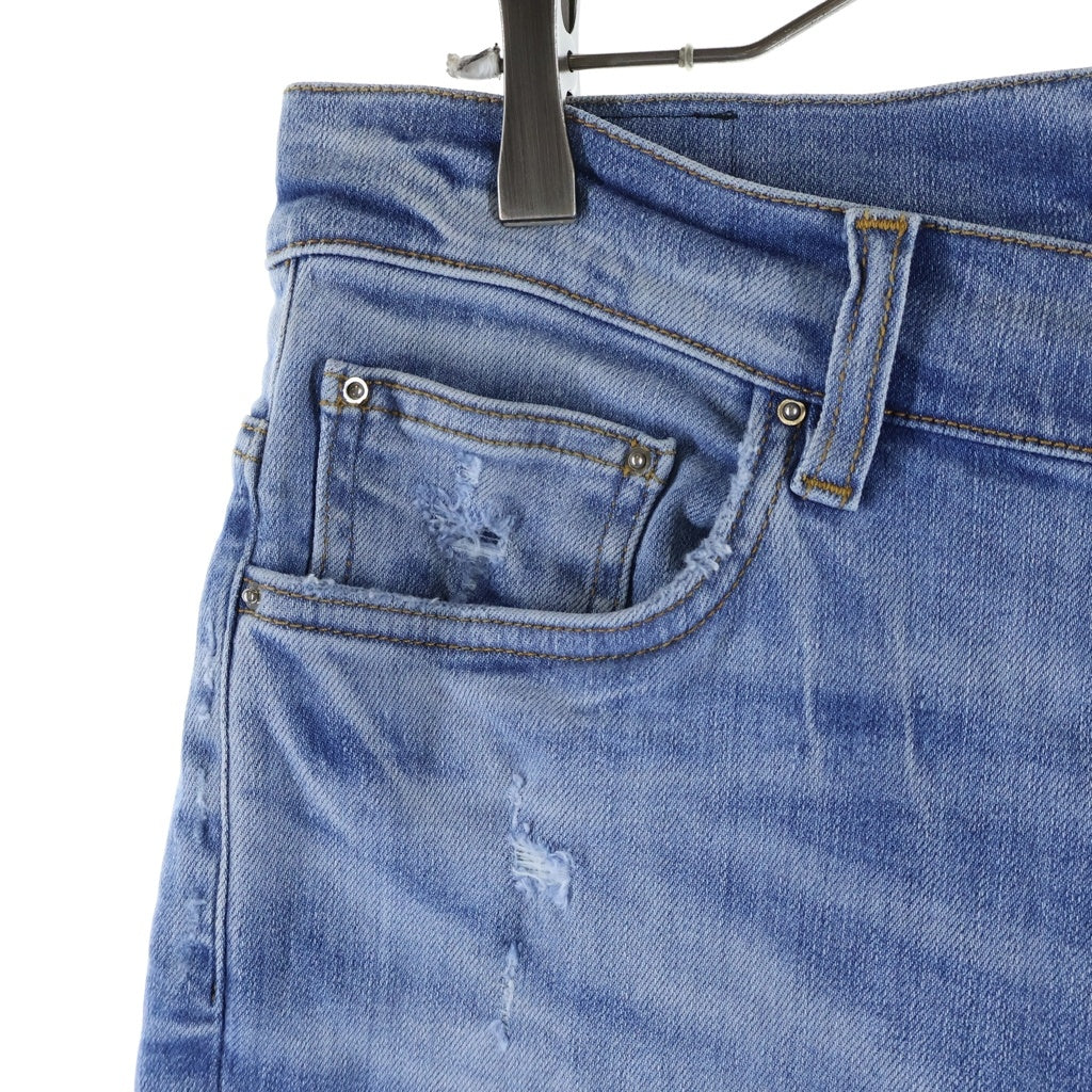 AMIRI(アミリ) マイクロスターバースト ロゴレザーパッチ ダメージ加工 スキニー デニムパンツ インディゴ J035 J102