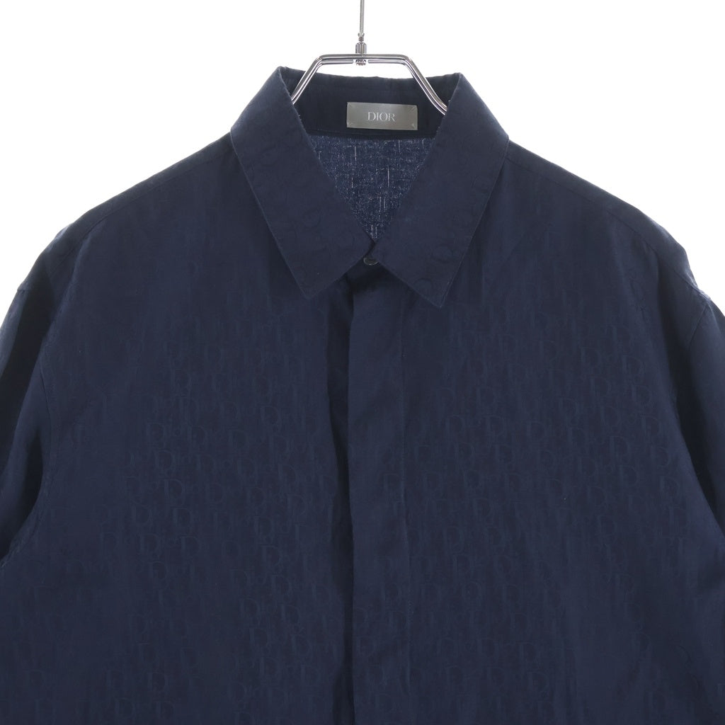 DIOR(ディオール) オブリーク総柄 シルク混 半袖シャツ ネイビー 193C545A5231