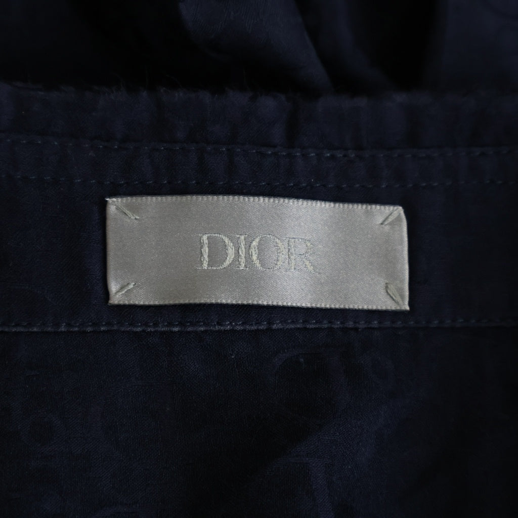 DIOR(ディオール) オブリーク総柄 シルク混 半袖シャツ ネイビー 193C545A5231